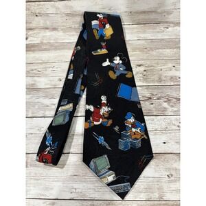 Vintage Disney Mickey Goofy Donald IT Office Worker Men's Neck Tie
